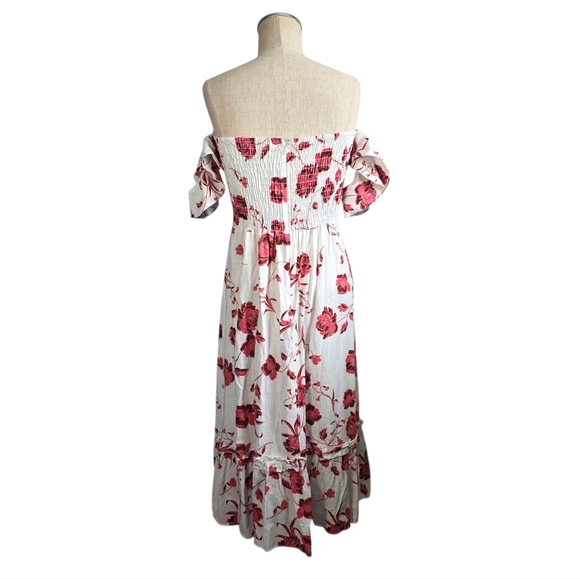 Misa Oona Midi Dress in Abstract Peony Floral Fairycore Off The Shoulder M - Picture 10 of 14